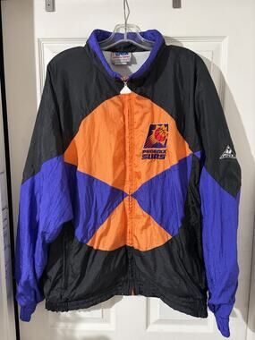 Vintage Phoenix Suns Apex One Windbreaker Sz XL Black Purple Orange NBA 90’s